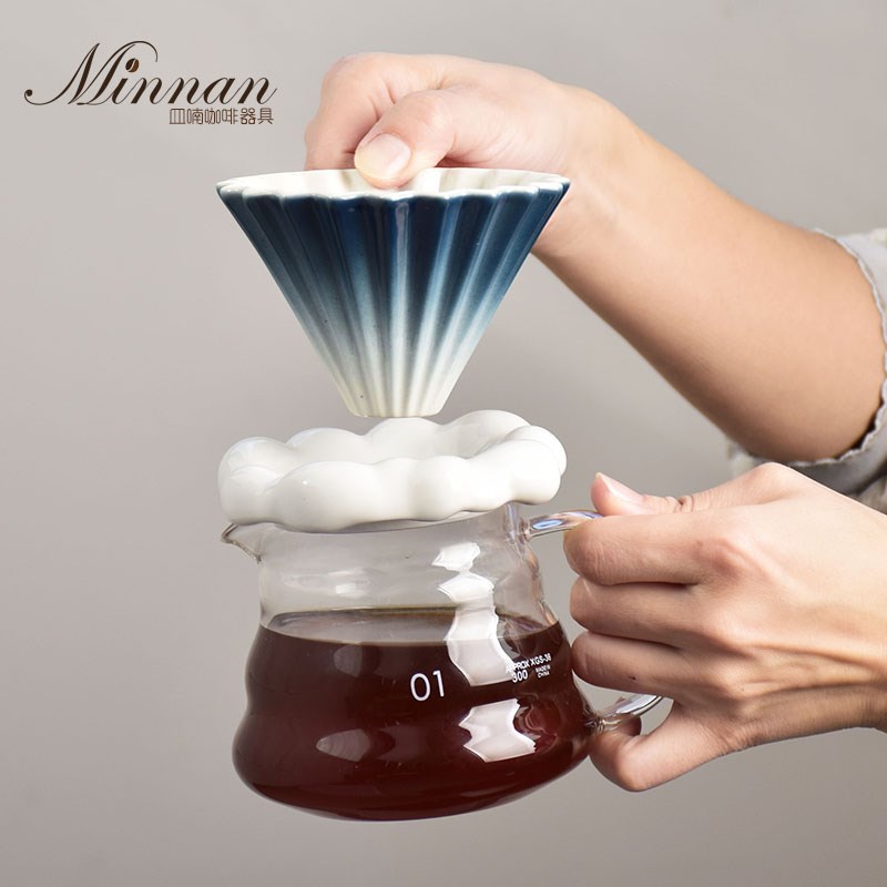 MINNAN皿喃釉原创云间滤托V60折纸滤杯手冲咖啡云朵分享壶套装