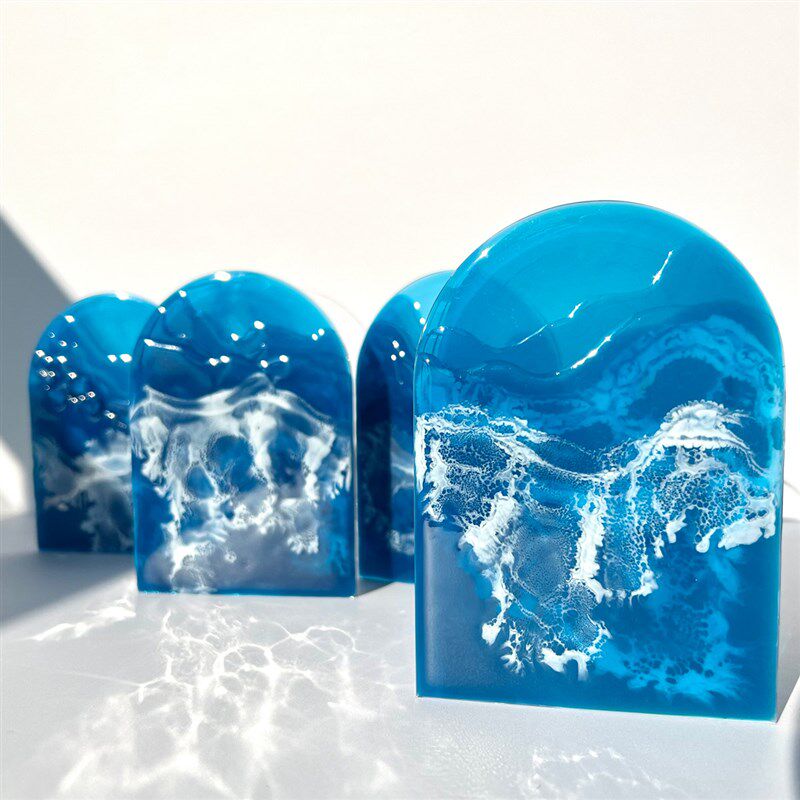 海浪流体画亚克力笔筒桌面轻奢化妆刷桶创意收纳盒高颜值装饰摆件