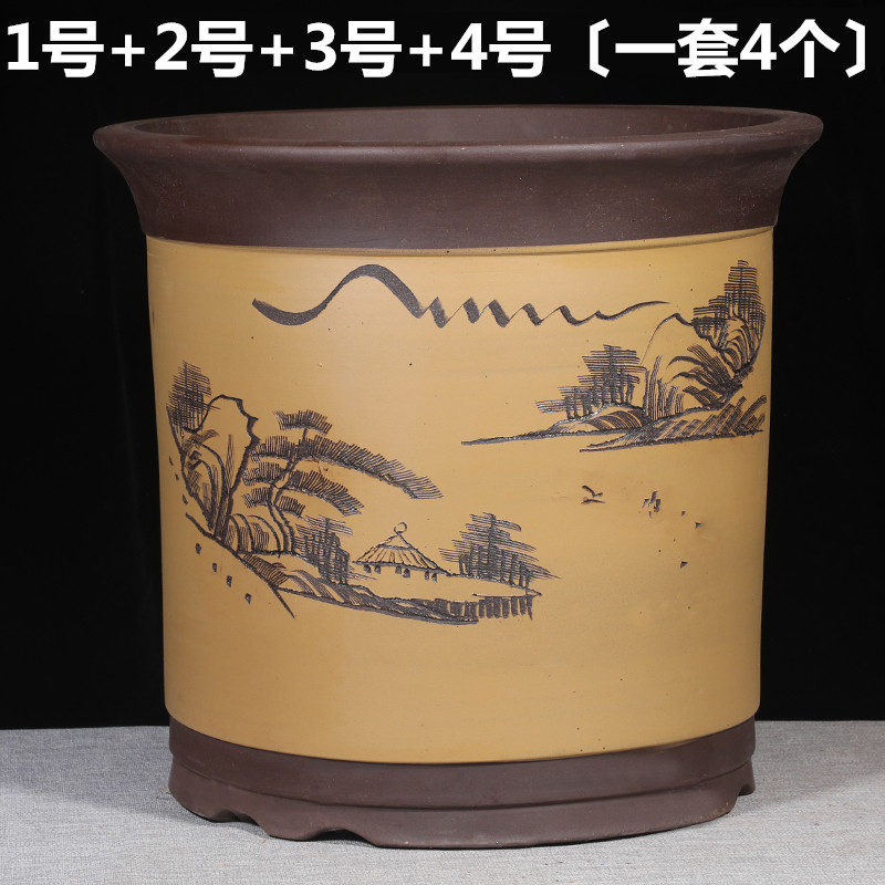 厂家直销特大号紫砂花盆大口径种树花盆高盆陶瓷花盆特价清仓包邮