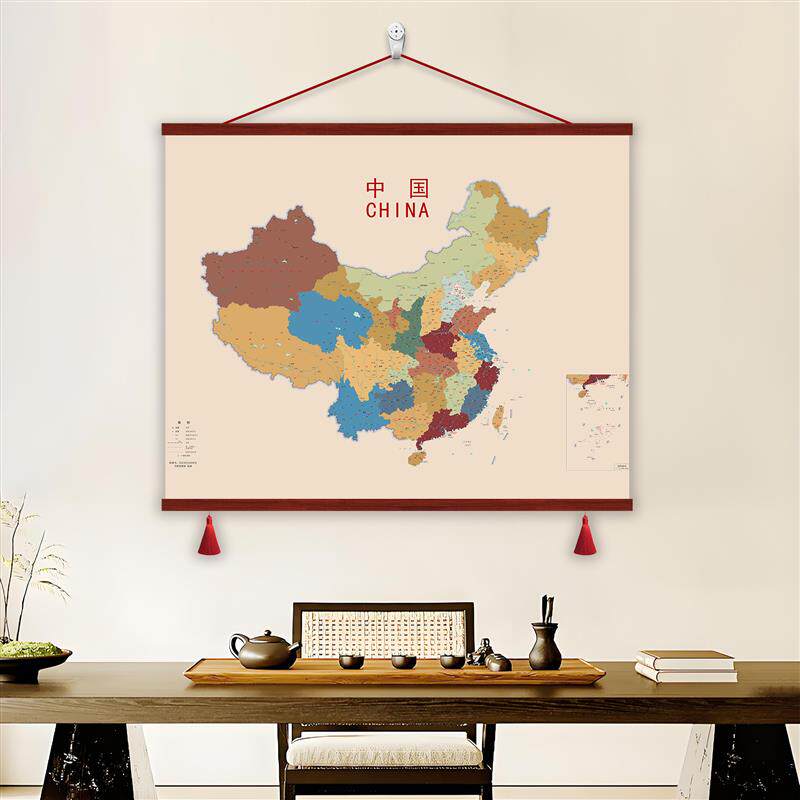 世界地图客厅背景墙装饰画办公室书房墙面挂画高档会议室壁中国画