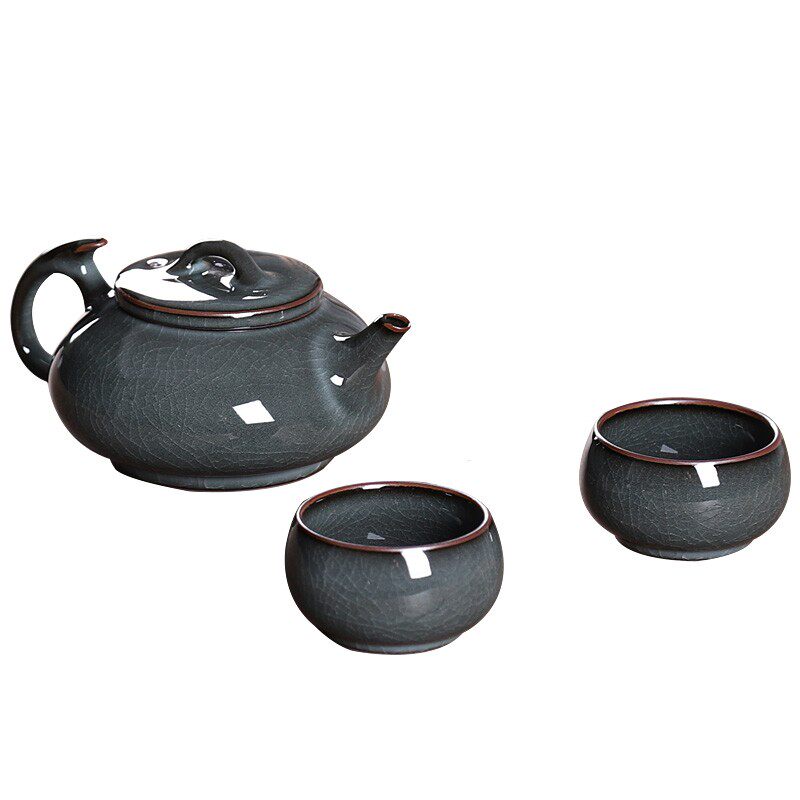 灵青坊泡茶壶青瓷茶壶单壶大号陶瓷功夫茶具家用龙泉哥窑开片铁胎
