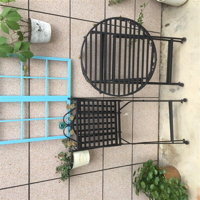 现代简约折叠桌椅庭院别墅花园露天阳台休闲桌椅组合铁艺家具