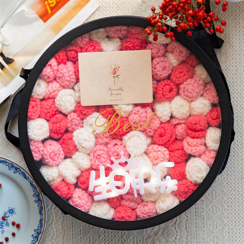 手工编织玫瑰花束毯子成品生日礼物女生送妈妈闺蜜女友实用高级感