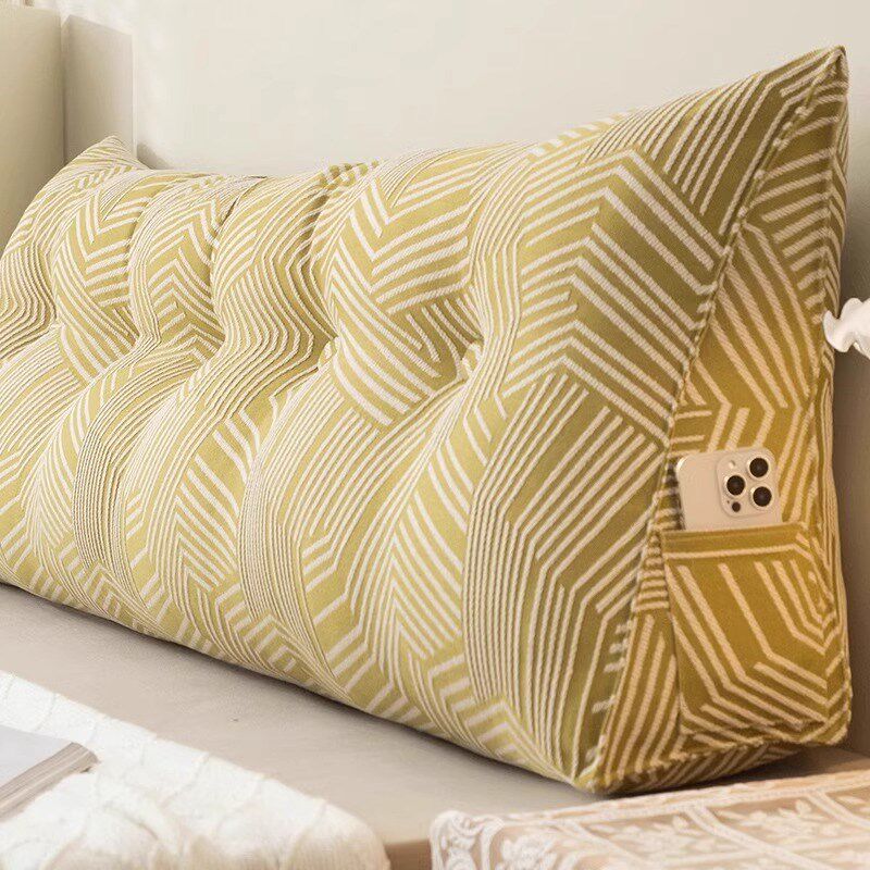 新西兰轻奢床头软包靠垫榻榻米大靠背可拆洗三角棉麻新款护腰靠枕