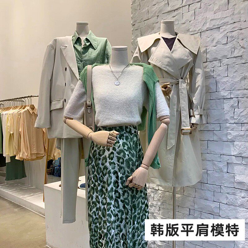 韩国服装店模特道具女装橱窗展示架全身平胸直角肩平肩人偶模特架