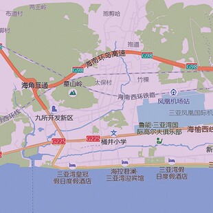 2021新款三亚市城区地图办公室挂图高清防水墙壁装饰实物推荐定制