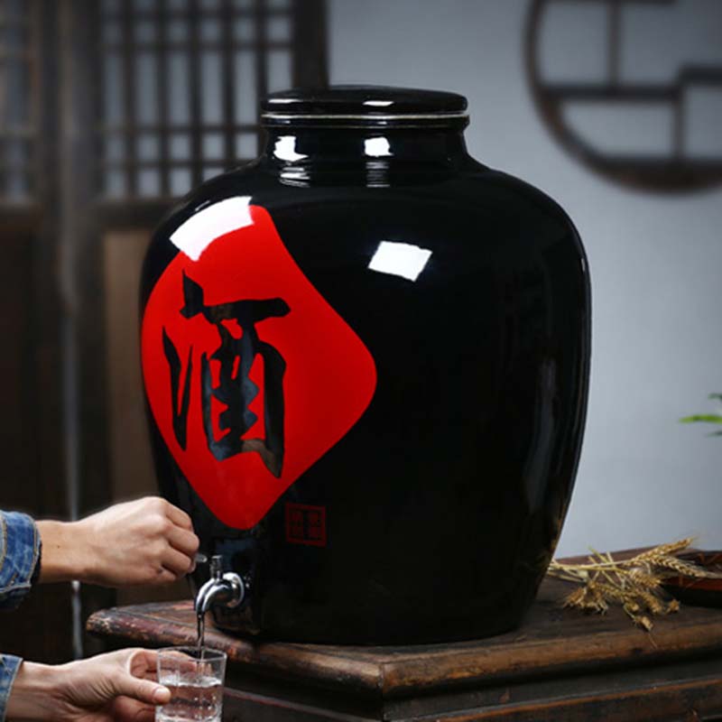 景德镇乌金釉大口家用密封酒缸酒坛子100斤150斤200斤陶瓷泡酒瓶