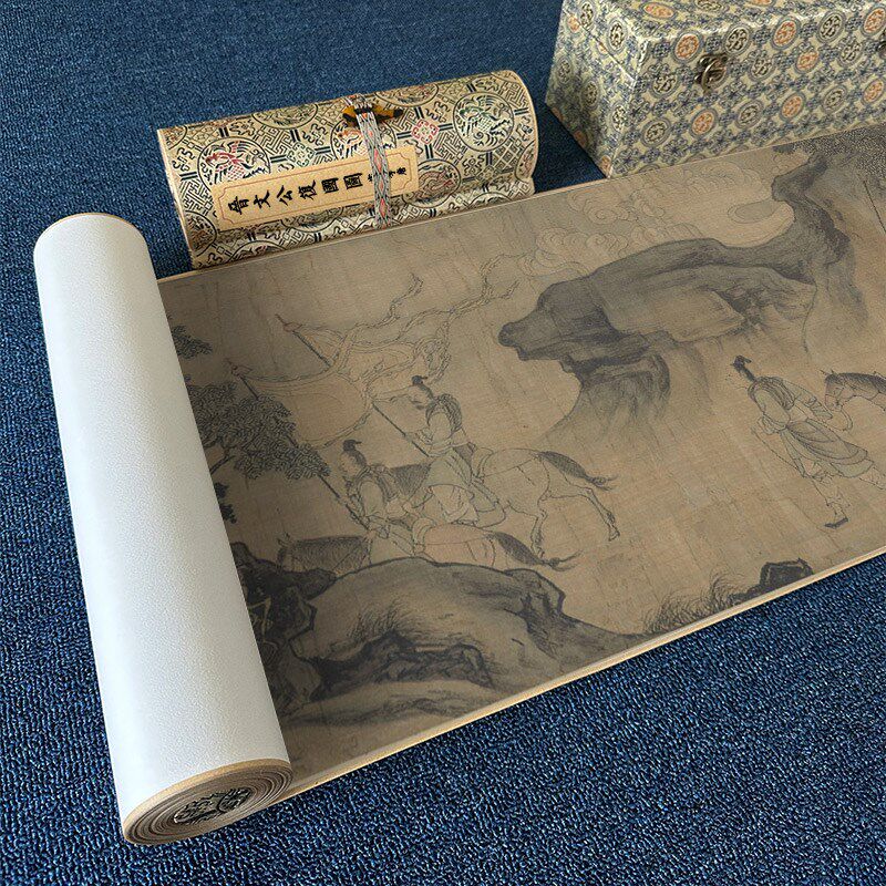 宋 李唐 晋文公复国图 工笔人物画高清微喷学习临摹装饰画手卷