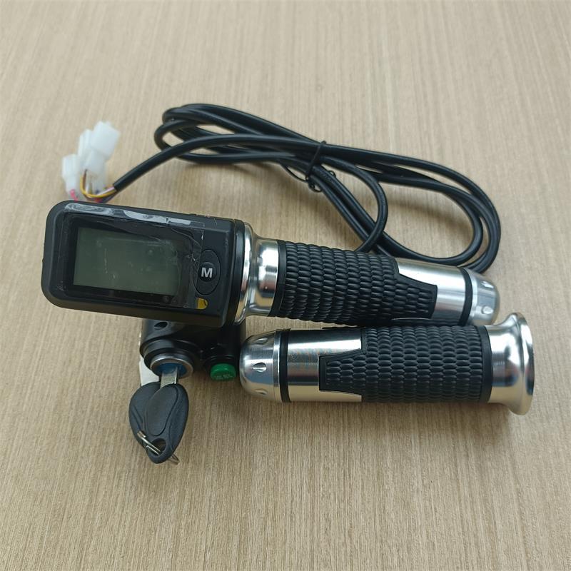 48V电动车加速电门锁 液晶显示码表 带电量显示调速把 36V配件支