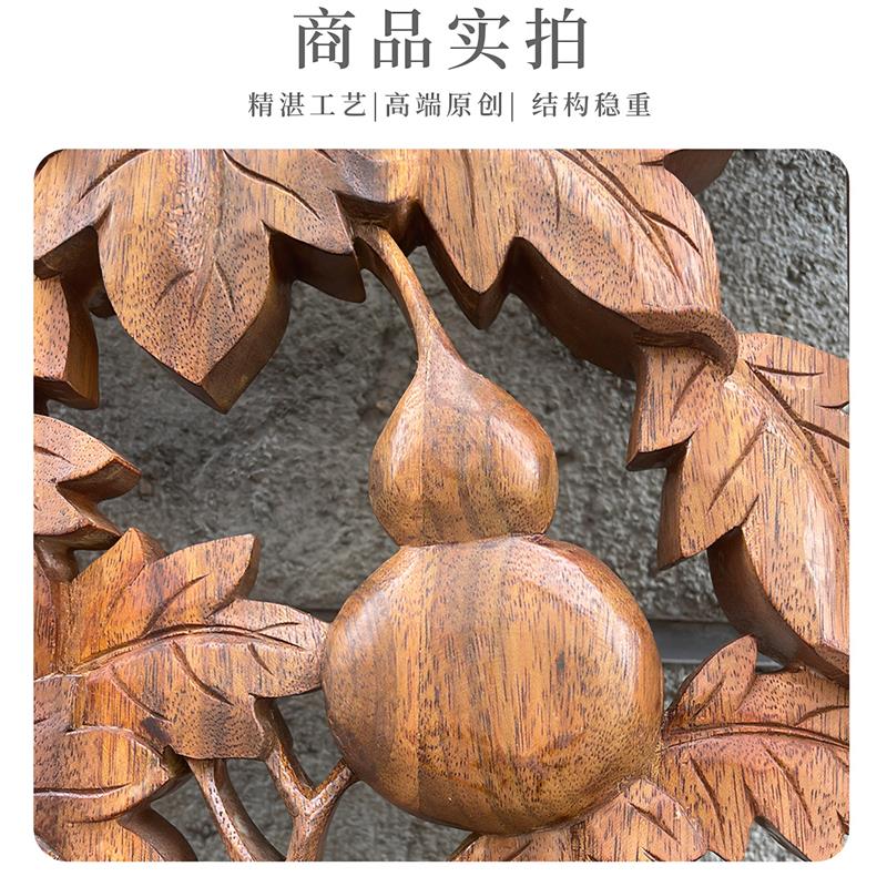 实木雕刻入户门客厅玄关隔断东阳纯手工屏风菠萝格材质原木清水漆