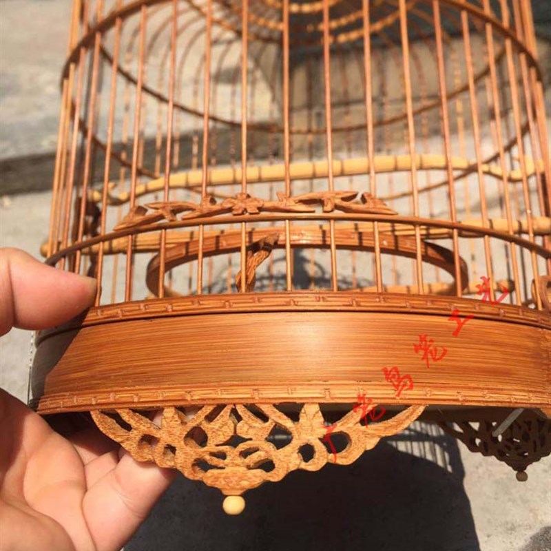 绣眼鸟笼老竹制小鸟笼子金青鸟全雕花笼清远笼竹鸟笼波笼广笼