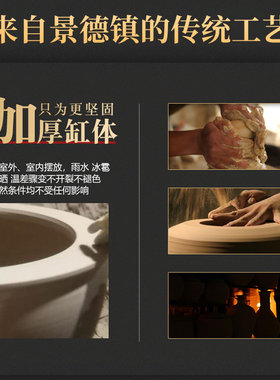 景德镇陶瓷手绘青花龙纹鱼缸客厅庭院落地特大号乌龟缸睡莲缸摆件
