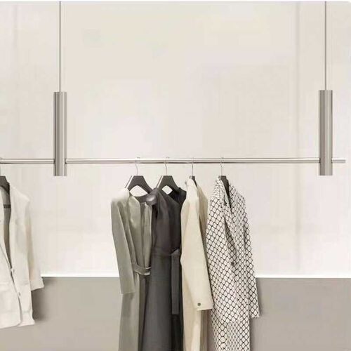 高档服装店不锈钢拉丝银悬挂吊架服装展示架橱窗钢丝绳吊架衣服架