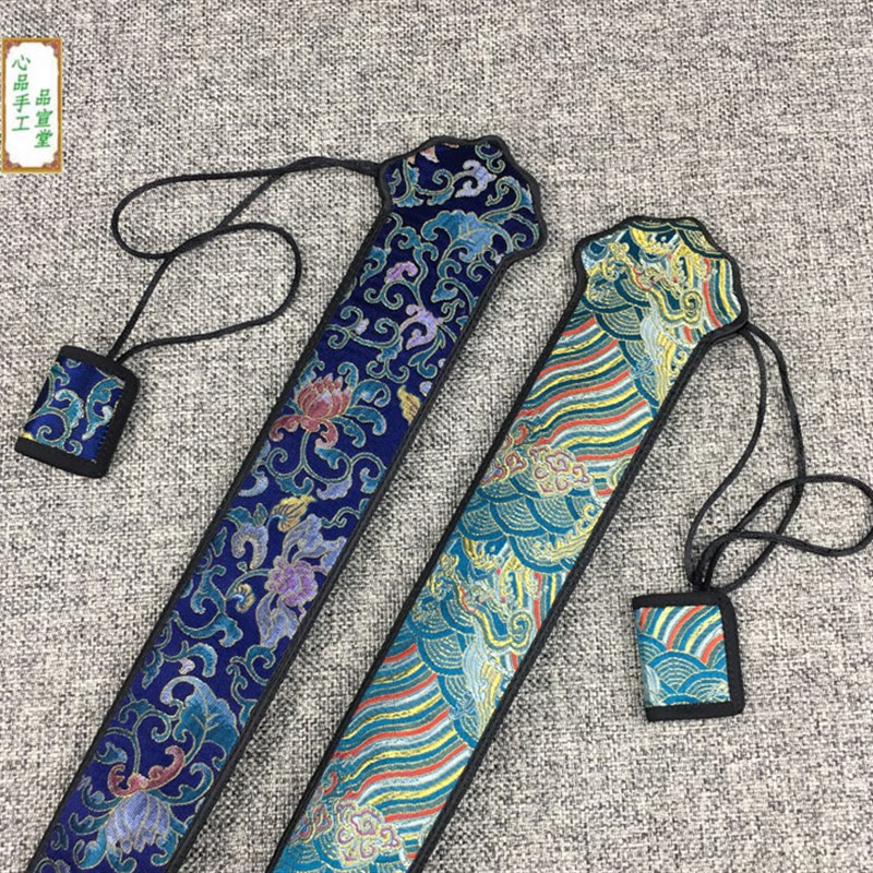 包邮9/95/10寸手工制作 高档有底扇套 宣纸折扇扇袋文玩扇子锦缎