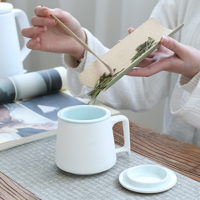 陶瓷杯子带盖过滤个人马克杯礼品定制办公室水杯子小清新泡茶杯
