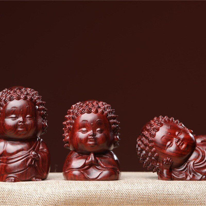 小叶紫檀木雕佛像手把件实木雕刻宝宝佛家居装饰汽车中控小摆件