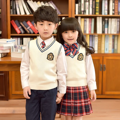 幼儿园园服校服套装定做春秋款男女童装毛衣背心学院风小学生班服