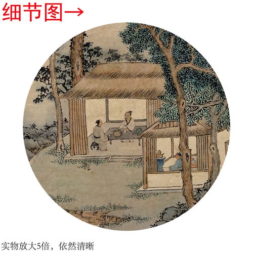 明 文徵明《品茶图》客厅书房茶室山水风景挂画装饰画高清卷轴