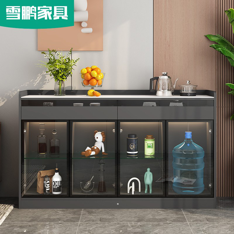 岩板餐边柜多功能带茶水柜办公室储物柜水吧茶水收纳矮置物柜酒柜
