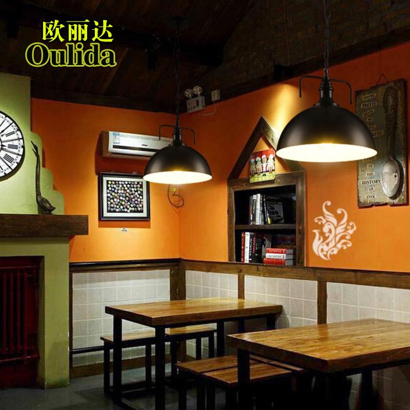 美式乡村工业LOFT风餐厅吧台复古单头铝材吊灯创意咖啡厅官帽吊灯