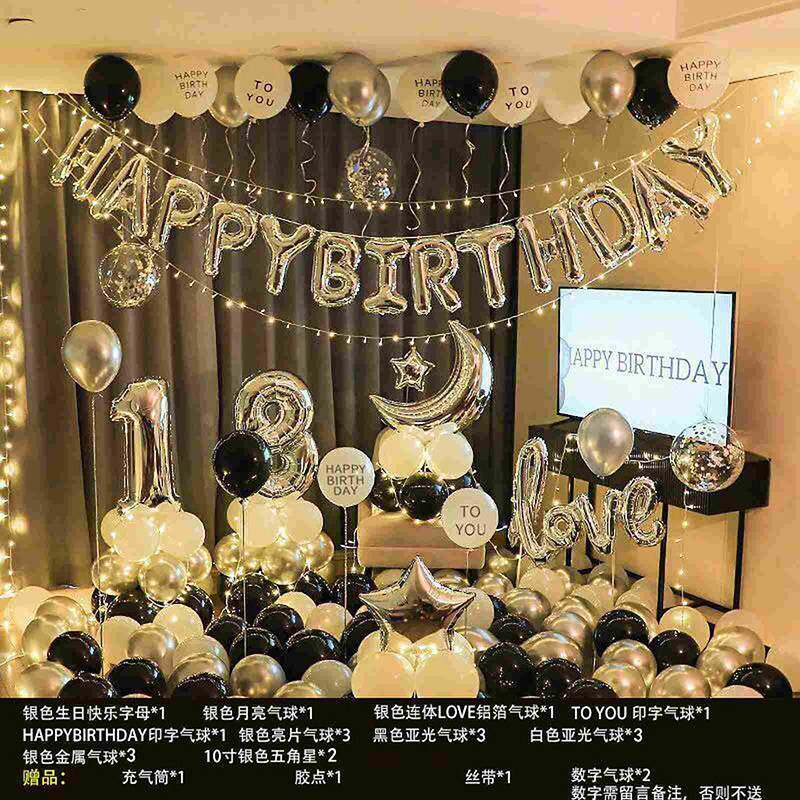 生日布置场景装饰派对男女孩用品背景墙气球男女儿童18岁成人礼