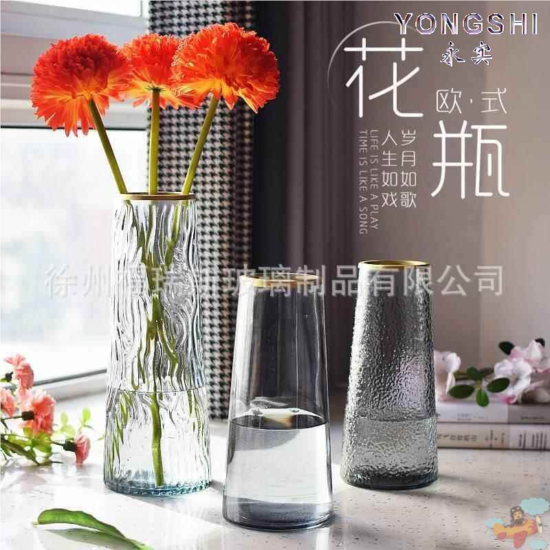 玻璃花瓶插花玻璃水培透明竹富贵竹专用玻璃硬质花盆简易