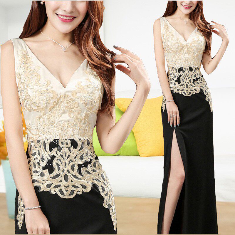 新款显瘦KTV公主小姐性感长裙桑拿技师气质晚礼服长款夜场工作服