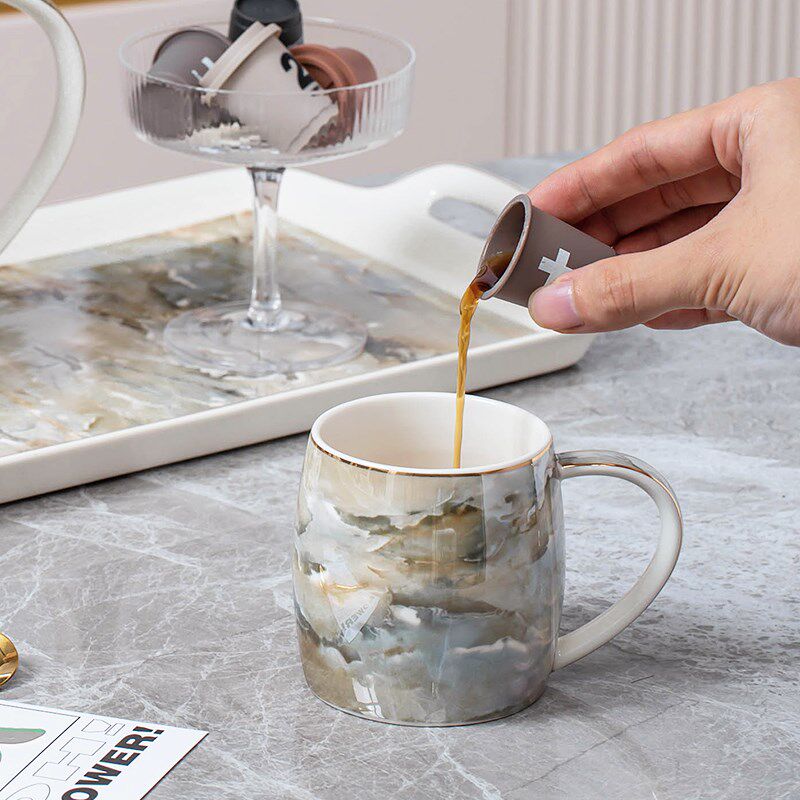 陶瓷水杯水具套装欧式家用客厅轻奢高级感高档咖啡杯子下午茶茶具