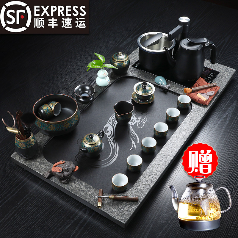 一米乌金石茶具套装家用客厅简约豪华全自动带煮茶功夫茶台四合一