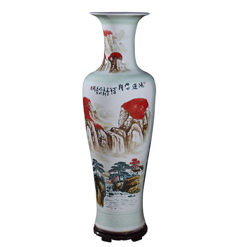 景德镇陶瓷落地大花瓶鸿运当头时尚家居客厅酒店开业送礼瓷器摆件