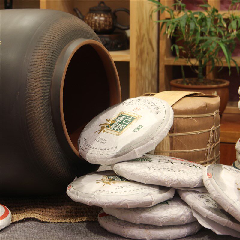 建水紫陶存茶罐 彩填28饼茶缸 纯手工大号茶叶罐陶罐储水缸米缸