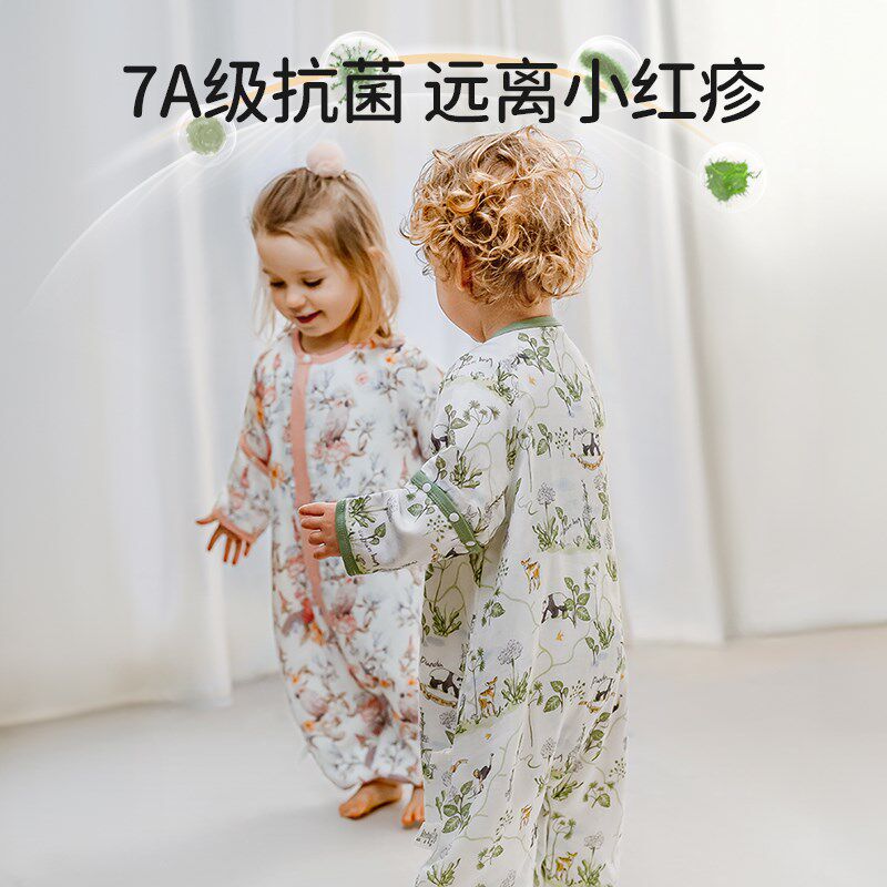 欧孕小清心婴儿睡袋竹棉纱布春夏款宝宝儿童防踢被子神器四季通用