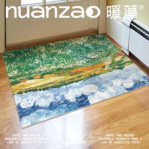 暖藻 梵高油画地毯门垫进门脚垫入户门玄关地垫pvc可擦免洗除尘垫