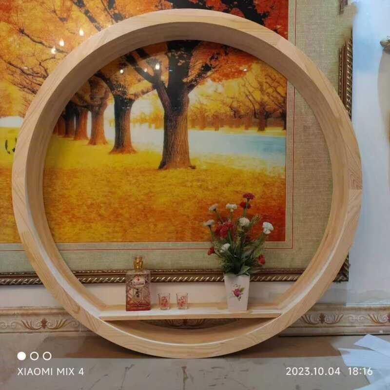 实木圆框 客厅植物支架窗户包垭口线条翻边隔断墙洞屏风装饰 制作