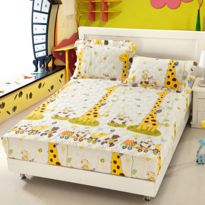 全棉卡通加厚儿童床罩床笠夹棉四件套防滑席梦思床垫保护套可定做