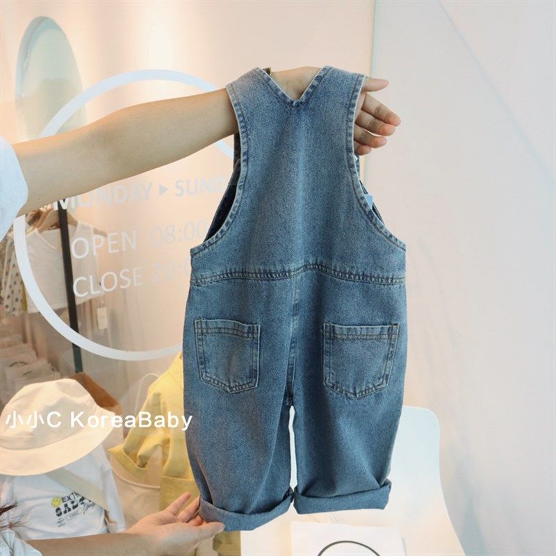 软萌洋气百搭!韩国儿童2022春装新款牛仔背带裤男女童宝宝休闲裤