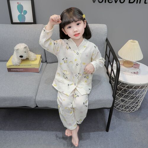 女童睡衣套装2024新款春秋季女宝宝可爱狗款式休闲居家服两件套款