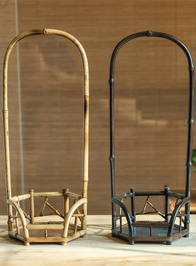 茶室中式禅意玄关摆件装饰品茶道炭炉凉炉架复古桌面插花瓶花器