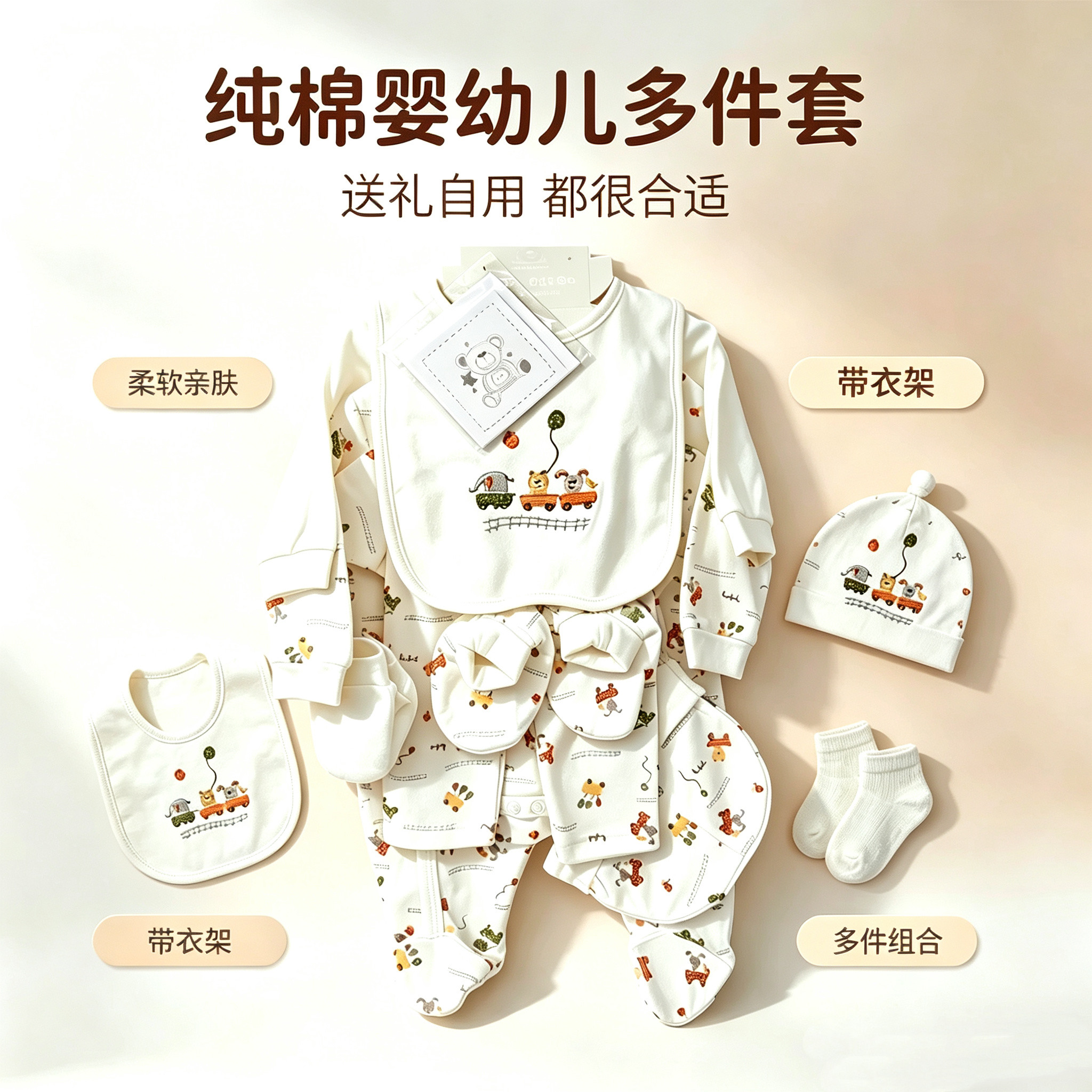 婴幼儿连体衣爬服哈衣长裤口水巾连身衣/爬服/哈衣