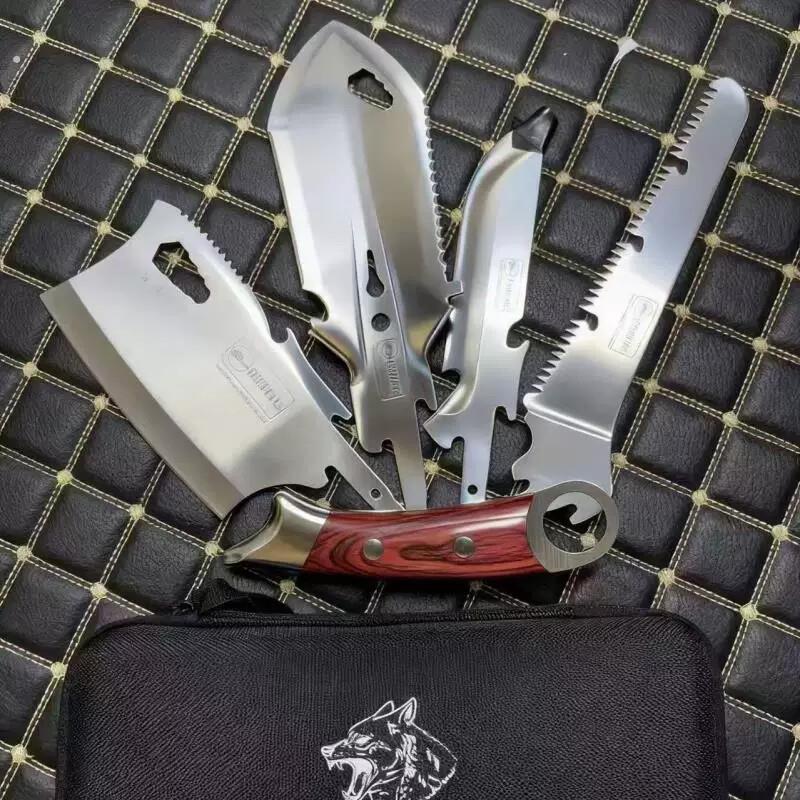 新款户外多用露营工具四件套园艺工具铲子锯子组合