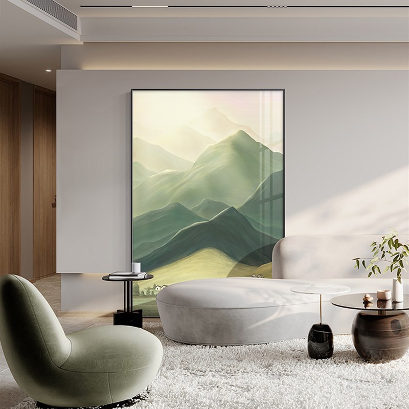 网红入玄关装饰画客厅尽北欧风景巨人山玄幻挂画竖版户走廊头过道