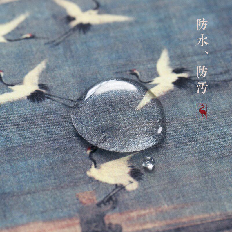 吉佰家卷板布艺防水茶席新中式禅意瑞鹤图墨竹彩绘茶桌布户外桌旗