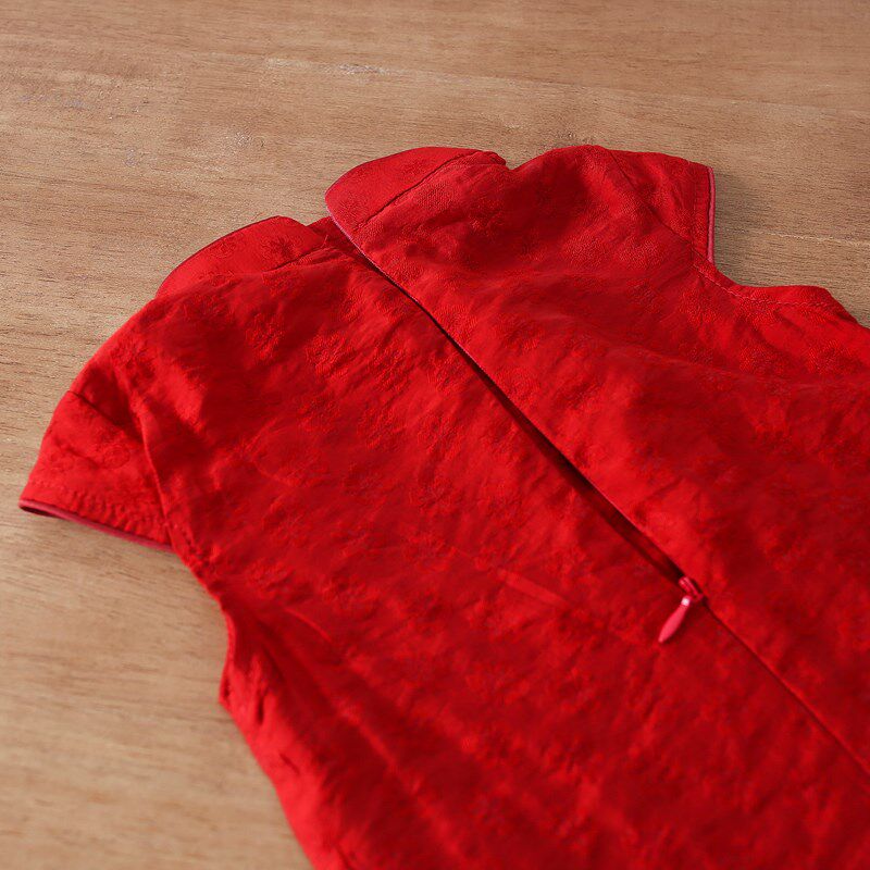 女童旗袍夏季中式民国古风改良宝宝红色礼服裙女孩儿童走秀演出服