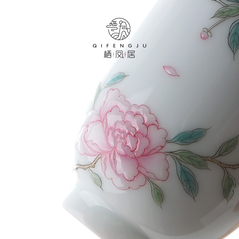 栖凤居陶瓷复古闻香杯高档个人专用品茗杯喝茶家用聚香杯小茶杯