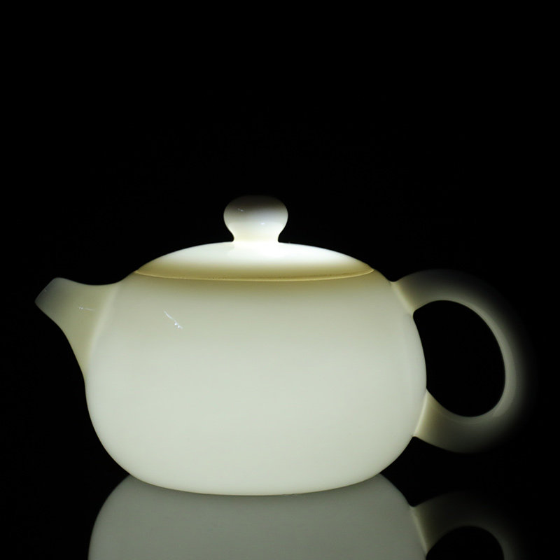 德化白瓷功夫茶壶单壶陶瓷家用小号西施壶带过滤泡茶器茶具配件
