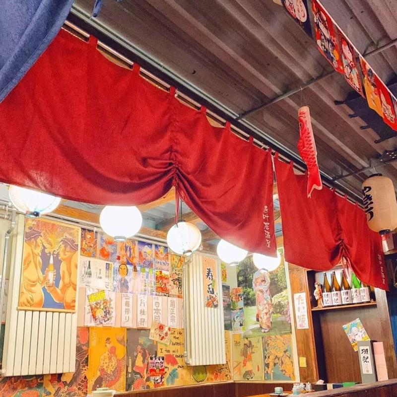 布艺空间设计日式暖帘门帘装饰布定制日料店吧台餐厅布艺广告装饰