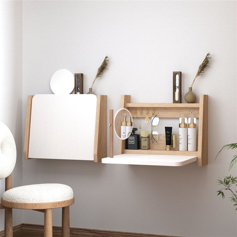 梳妆台小尺寸折叠桌挂墙式书桌隐形收纳多功能化妆桌小户型床头柜