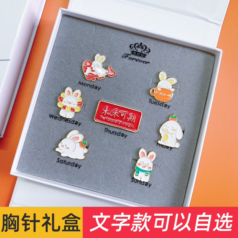 前兔前途似锦兔子元素胸针女孩女生闺蜜毕业创意生日礼物饰品礼盒图片