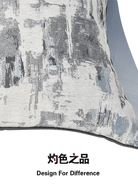 灰色抽象布艺床头软包大靠背美式酒店客厅沙发抱枕靠枕靠垫不含芯