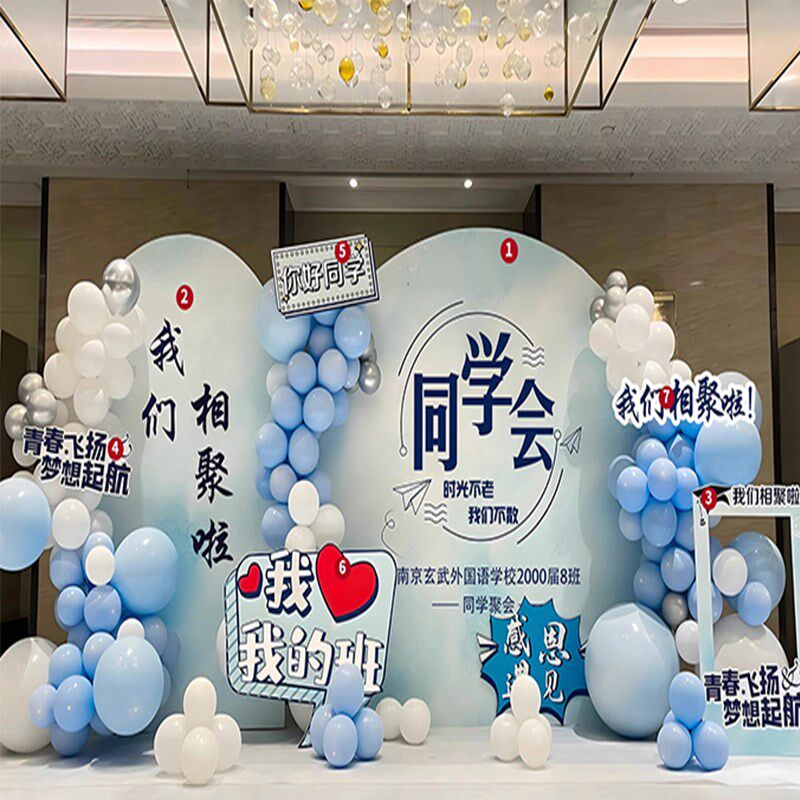 老同学聚会场景布置20周年再次相遇气球装饰留念kt背景展板签名墙